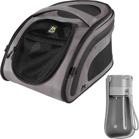 Maelson Snuggle Kennel anthrazit 48 cm + Trinkflasche - Transportbox und Reise Wasserflasche