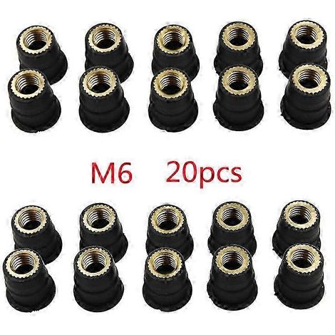 10/20pcs M5 M6 5/6mm Metric Rubber Well Nuts Windscreen Windshield Fairing Cowl For Honda For Suzuki Auto Motorbike Off-road( 20pcs M6) (1/5)