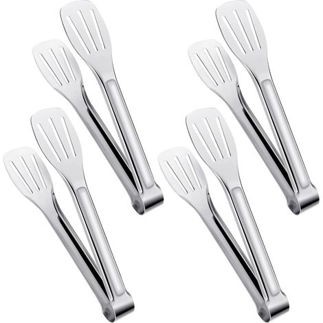 Set di quattro pinze da cucina in acciaio inox, pinze per dolci da 18 cm, antiscivolo, ideali per barbecue, grigliate, insalate e riunioni di famiglia. (1/5)