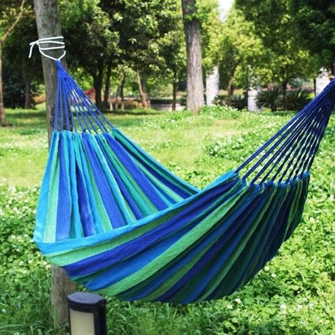 Hamac de jardin d'extérieur en toile souple pour une personne, portable, avec sac de transport (1/4)