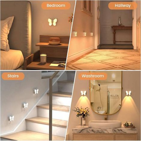 Set features: 2 pieces Colour: White Material: ABS Adjustable and intelligent LED butterfly night light. (1/5)