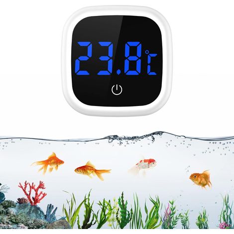 Thermomètre Aquarium Numérique, Mini Thermometre d'aquarium avec Ecran Tactile, Affichage LED, Thermometre Eau sans Fil pour Marine, Eau Doucee, Aquarium (1/5)