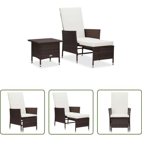 vidaXL Table de jardin -  Salon de jardin 2 pcs avec coussins Résine tressée Marron (1/5)