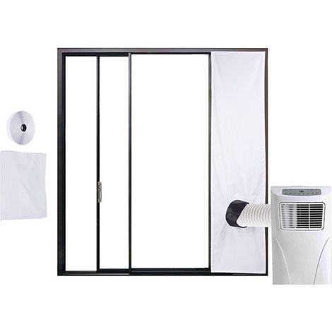 Kit de calfeutrage pour climatiseur mobile 300 cm, compatible portes coulissantes, avec cordon de serrage, blanc (1/2)