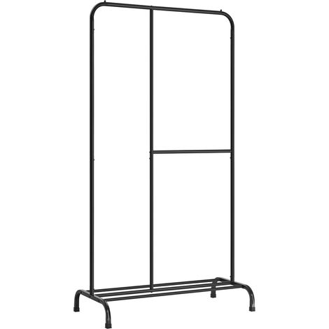 Perchero perchero armario capacidad de carga de 100 kg con barra de colgar ajustable estante de almacenamiento para dormitorio salón pasillo negro 120007005