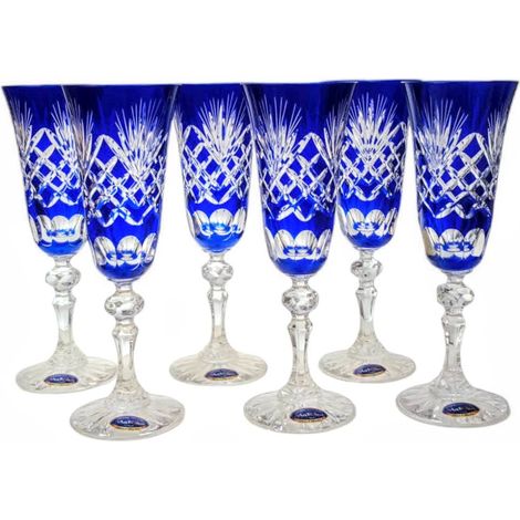 Verres à champagne en cristal cobalt 150 ml Ananas (1/5)