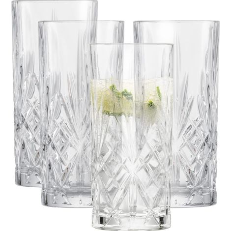 Verre à long drink Show (set de 4), verre gracieux pour long drinks avec relief, verres en cristal lavables au lave-vaisselle (art. n° 121878) (1/5)