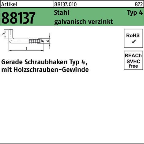 Schraubhaken R 88137 Typ 4 gerade 25x 2,8x 10 Stahl galv.verz. 100St. (1/2)
