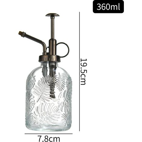 (transparent) Nouvelle bouteille d'eau haute en verre transparent, motif feuille d'érable, pressée à la main, avec vaporisateur pour fleurs et arroseur en verre coloré (1/5)