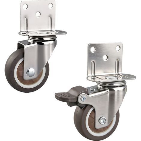 Pcs Small Furniture Casters 32mm Swivel Caster for Coffee Table Cabinet Load 60kg with Brake Mounting Plate (1/5)