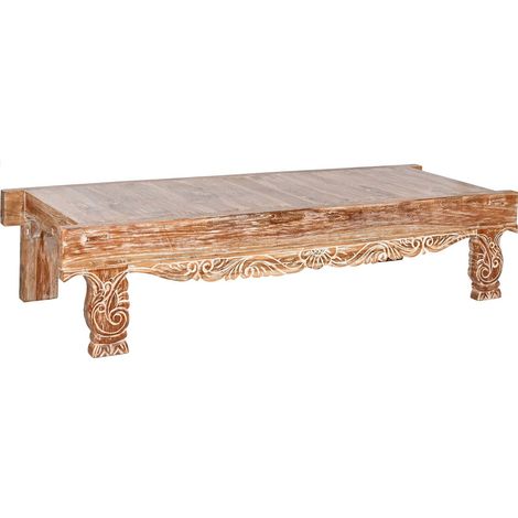 Table basse éco-chic en bois recyclé finition blanche - Bois blanc décapé (1/5)