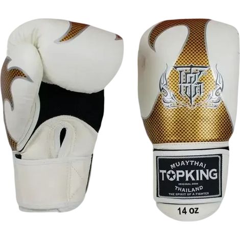 Gants de boxe thaï Top King Empower Air Muay Thai blancs 12 oz (1/5)