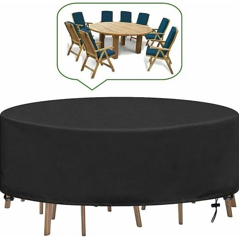 Housse Table de Jardin Ronde Bache Salon Jardin Exterieur Imperméable Anti-UV Oxford Robuste Bache Table et Chaise de Jardin Ø227X100CM (1/5)