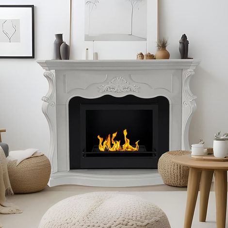 Dmora - Chimenea de bioetanol Dstringar, Chimenea ecológica, Hogar sin humo, Calefactor de etanol, Made in Italy, 123x39 h100 cm, Blanco (1/5)