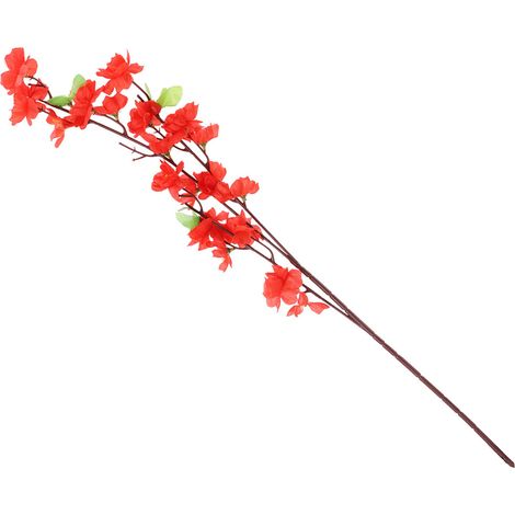 Künstlicher Pfirsichblütenzweig, 65 cm lang, roter künstlicher Pfirsichblütenstiel, Heimdekoration (1/5)