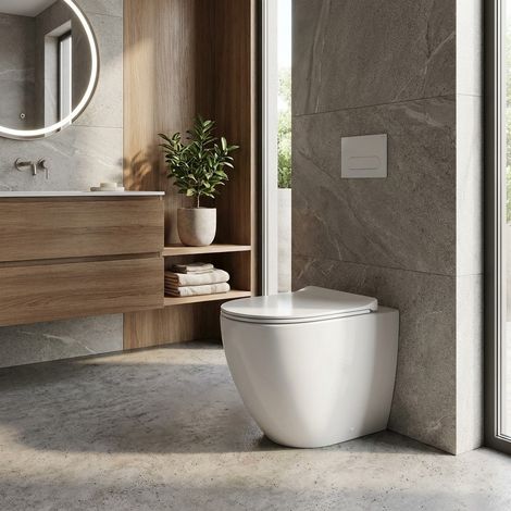 WC filomuro in ceramica bianca 52x38 cm con doppio scarico – Serie Des  RAK Ceramics