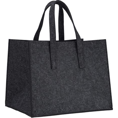 Cesta de leña de fieltro con 2 asas plegable revistero 43 cm antracita 130002412 (1/5)
