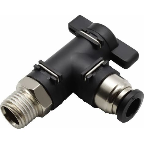 8-mm-Luftschlauchanschluss und 1/4"-Gewinde, pneumatischer Anschluss, schwarzes rechtwinkliges Luftdurchflussregelventil, kann zur Steuerung von Gasleitungen verwendet werden