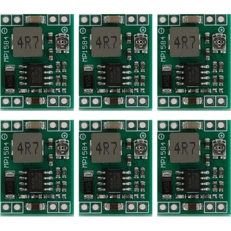 6 Pièces MP1584EN convertisseur abaisseur, DC-DC Buck Converter 4.5-28V to 0.8-20V, Module de régulateur de Tension d'alimentation, Mini Voltage Converter Module Adjustable 24V à 12V 9V 5V 3V (1/5)