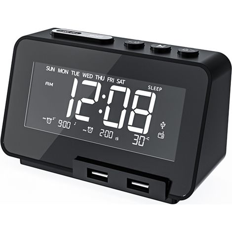 Reloj Despertador Radio Bluetooth 5.0 con Pantalla LCD, Doble Alarma y Carga USB – Ideal para Dormitorio (1/5)