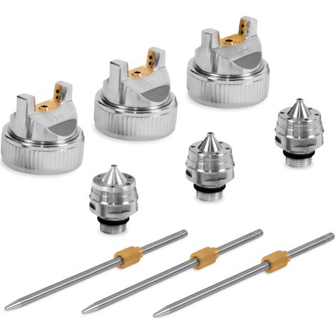 Vonroc – Ensemble de buses et aiguilles 3 pcs pour pistolet à peinture PRO SG504CA – Buses 1.4mm, 1.7mm, 2.0mm pour peinture épaisse et laque fine
