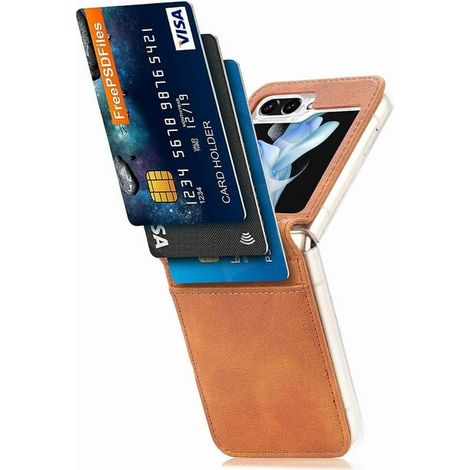 Coque Samsung Galaxy Z Flip 6 ultra fine en cuir PU, étui protecteur antichoc avec porte-cartes, compatible Z Flip 6 5G 2024 (1/5)