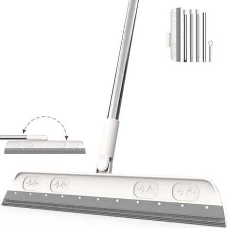 Tergipavimento - 120 cm - Impugnatura a G - Giunto girevole a 180° - Struttura in TPR e acciaio inox - Grigio (1/3)