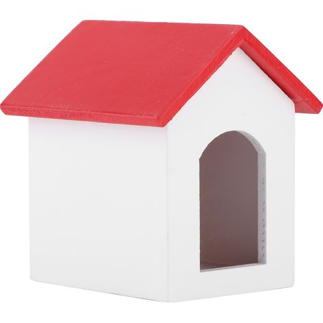 Maison de poupée en bois à l'échelle 1:12, niche miniature simulée, accessoire de jeu d'imitation, toit rouge et murs blancs (1/5)