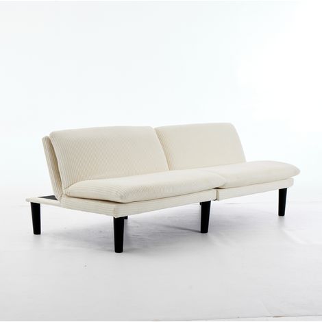 Sofá de 2 plazas beige reclinable en 3 posiciones 106-140-180° con patas negras (1/5)