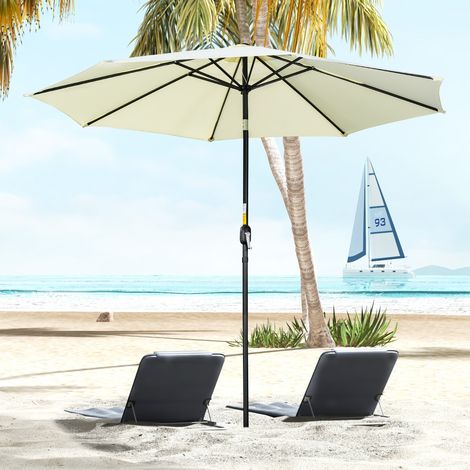 Parasol de jardin extérieur Parasol droit inclinable Ø 3 m en métal Polyester 180g/m² manivelle inclinable Beige (1/5)
