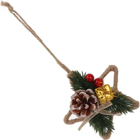 Couronne décorative de Noël à suspendre, faite main, unique, en pommes de pin, décoration murale pour anniversaire ou fêtes de fin d'année 6124 (1/5)