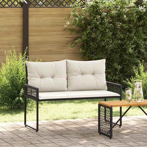 vidaXL  Outdoor Bench  Black and Cream White 118 x 55 x 82 cm