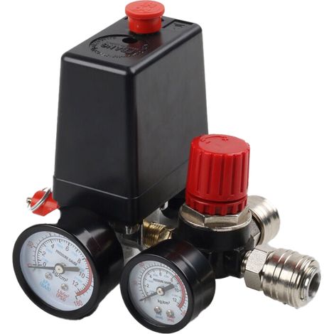 1 Regulador de presión, compresor de aire de 220 V, manómetro integrado, soporte metálico, válvula de purga, conexiones BSP de 1/4 (1/5)