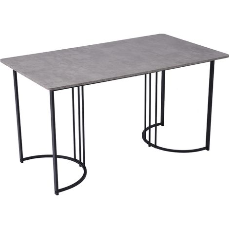Tavolo da pranzo rettangolare 140x80 cm con piano in MDF effetto marmo e struttura in metallo (1/5)