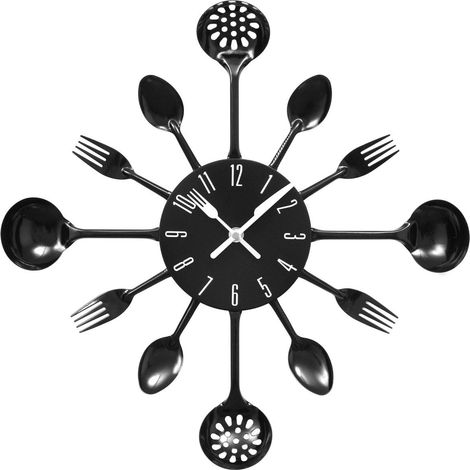 Premier Housewares Black Cutlery Metal Wall Clock (1/5)