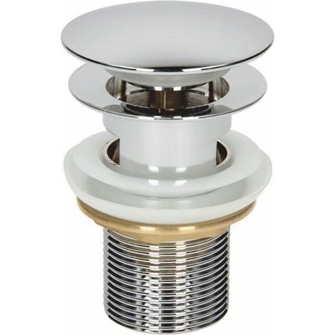 Bouchon de vidange de lavabo à fente de 3,2 cm (1 1/4 pouce), chromé, tête plate en forme de champignon. (1/2)