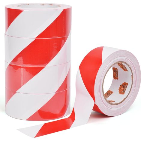 PVC Floor Marking Tape, Warning Tape, Adhesive Tape for Safety, for Danger Warning, Red and White, 2 inch x 50 yards, 5 Rolls (1/5)