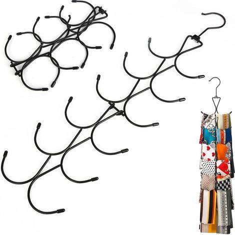 Cintre foulard 12 crochets, pliable, rotatif 360°, noir. (1/5)