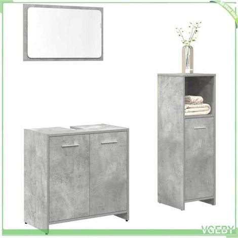 Ensemble de meubles de salle de bain 3 pcs - Modèle 7291712442179 - Gris béton - Bois d'ingénierie - Grand rangement (1/5)