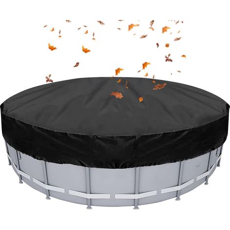 Housse pour piscine, imperméable, anti-poussière et coupe-vent avec cordon de serrage – Couverture ronde pour piscine extérieure, jardin, cour, pelouse, parc, cour (1/5)