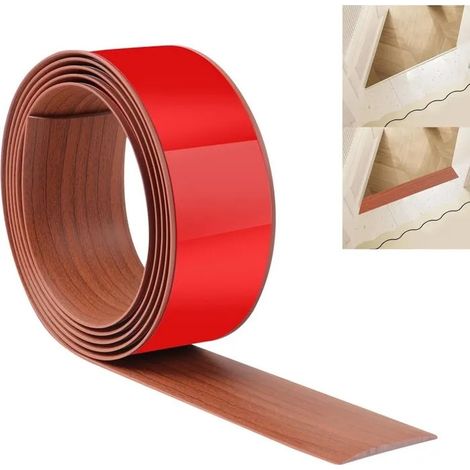 Bande de Transition de Sol JUNART 200cm×5cm, bande autocollante PVC pour joindre moquette et carrelage, séparation - Noyer 200cm×5cm (1/5)