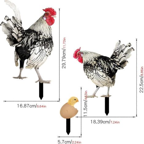 Piquets décoratifs de jardin en forme de coq, décoration extérieure, ornements de poulet - 9 (1/4)