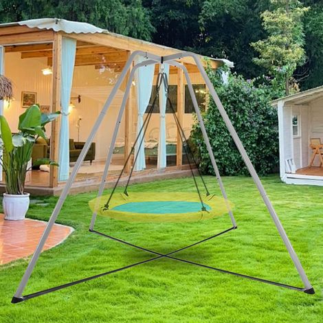Freistehendes Schaukelgestell aus Stahl 220 x 220 x 200 cm Grau OKWISH (1/5)