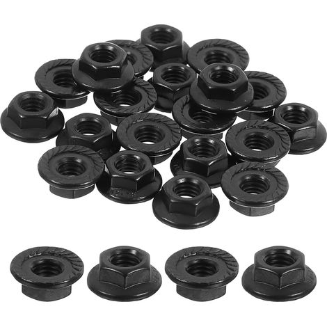 Écrous Hexagonaux À Bride Dentelée M5x0,8mm Inox 304 Noir 20 Pcs (1/5)