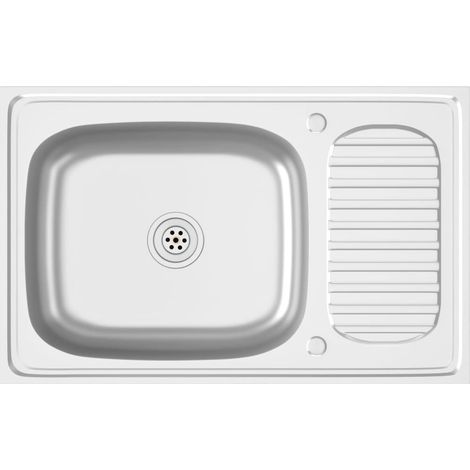 Évier de cuisine, et égouttoir Bac Évier Équipement de Cuisine, Argenté 800x500x155 mm Inox OIB7148E (1/5)