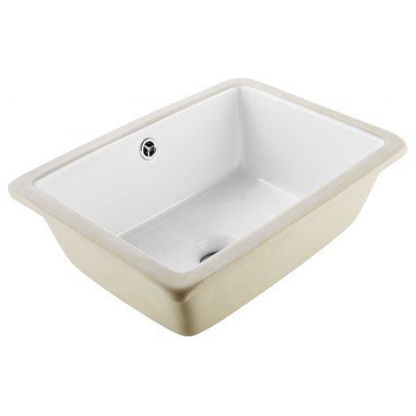 Unterbauwaschbecken Handwaschbecken 400 x 305 mm rechteckiges Spülbecken aus Keramik mit Überlaufloch, moderne Unterbauspüle Küchenspüle für kleine Räume, Badezimmerwaschbecken Weiß (1/5)