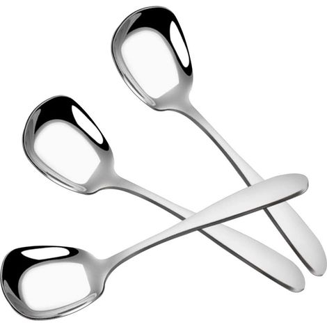 Lot de 3 cuillères carrées en acier inoxydable, cuillères à soupe de 18,5 cm (1/5)