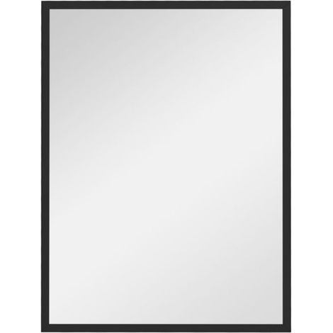 Miroir mural rectangulaire 80 x 60 cm, cadre en bois noir, idéal pour la salle de bain, salon ou chambre (1/5)