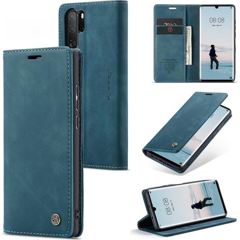 Coque pour Huawei P30 Pro, Etui Protection Housse Premium en Cuir PU, Emplacements Cartes Magnétique Pochette de Portefeuille Flip Case pour Huawei P30 Pro - Turquoise (1/5)