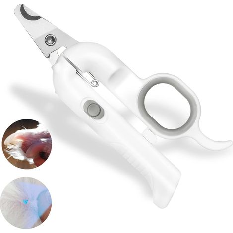Coupe-ongles pour chats et chiens avec lumière LED et UV, outil de toilettage gris